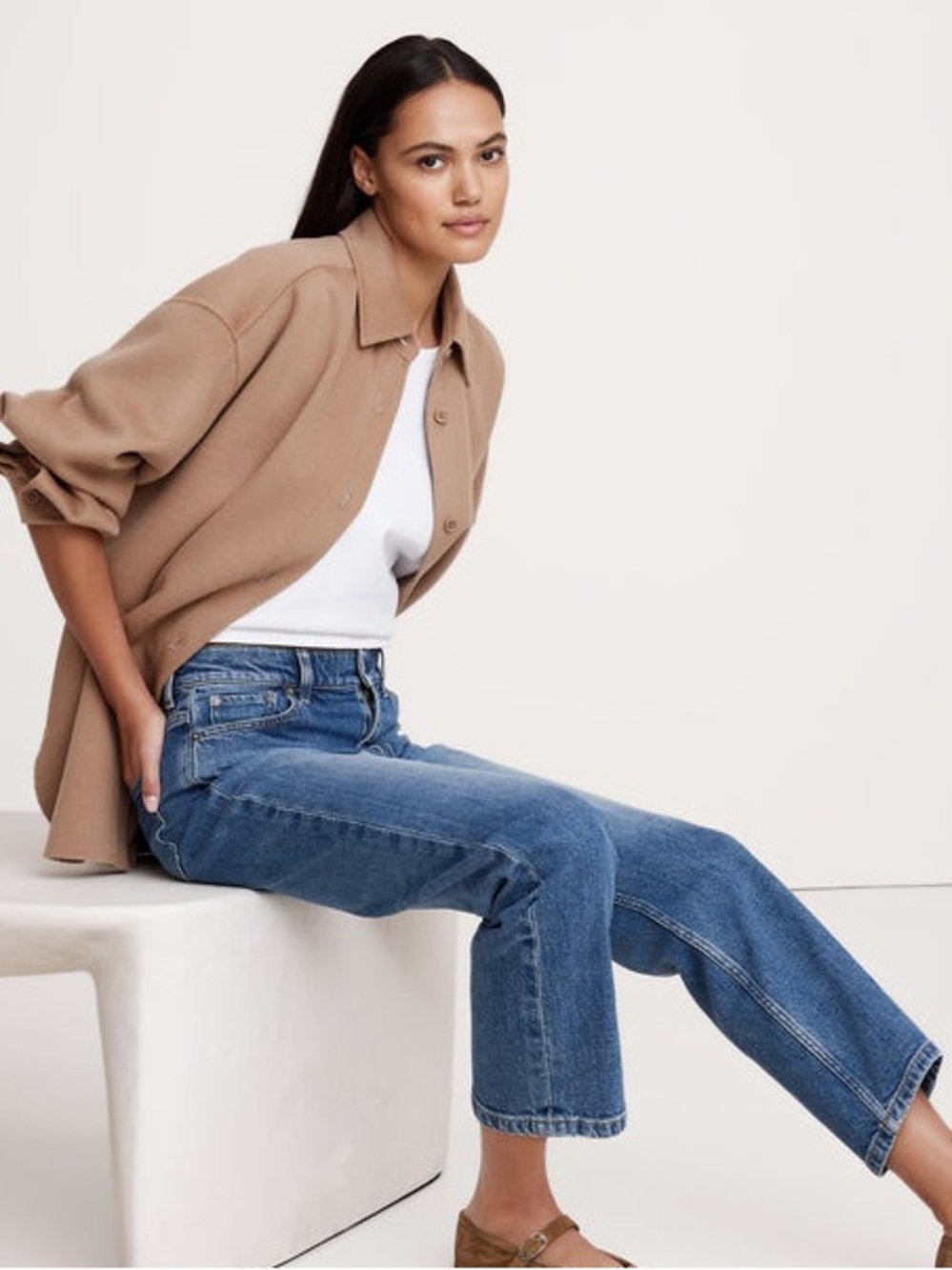 Banana Republic Blue High-Rise Straight Ankle Jeans